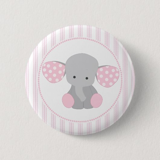 Badge Rond 5 Cm Éléphant rose de beau bébé (Devant)