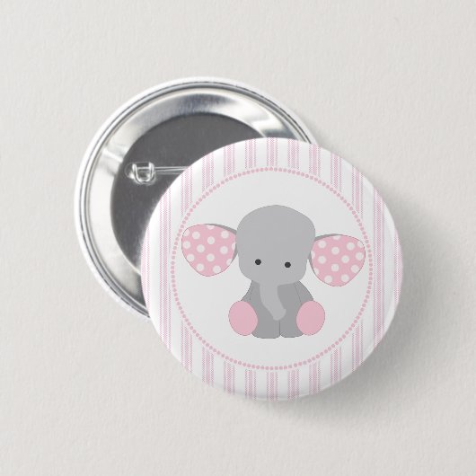Badge Rond 5 Cm Éléphant rose de beau bébé (Devant & derrière)