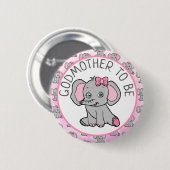 Badge Rond 5 Cm Eléphant Rose Godmère pour être Baby shower (Devant & derrière)