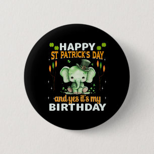 Badge Rond 5 Cm Elephant St Patrick Day Green Hommes Femmes Paddle