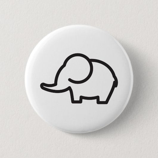 Badge Rond 5 Cm Eléphant Stylisé (Devant)
