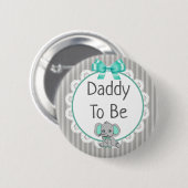 Badge Rond 5 Cm Elephant Theme Papa doit être Baby shower (Devant & derrière)