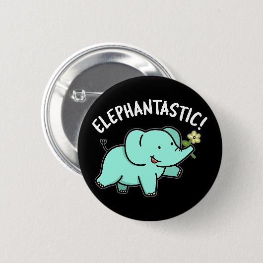Badge Rond 5 Cm Elephantastic Funny Elephant Pun Dark BG (Devant & derrière)