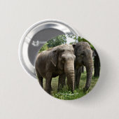 Badge Rond 5 Cm Éléphants asiatiques côte à côte (Devant & derrière)
