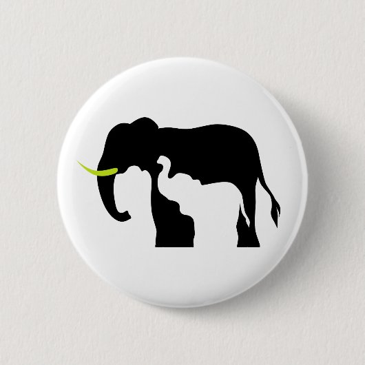Badge Rond 5 Cm Eléphants noirs et blancs (Devant)