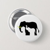 Badge Rond 5 Cm Eléphants noirs et blancs (Devant & derrière)