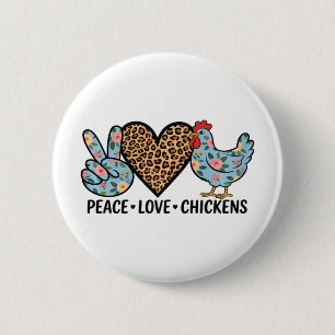 Badge Rond 5 Cm Élevage de poulets Ferme Paix Amour Poulets Pour F