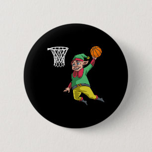 Badge Rond 5 Cm Elf Basketball Noël Chelem Dunk Gif Pbv