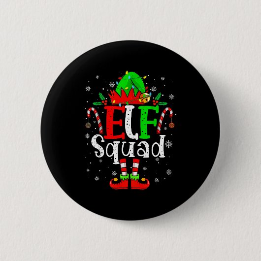 Badge Rond 5 Cm Elf Family Christmas Matching Pajamas Xmas Elf Squ (Devant)