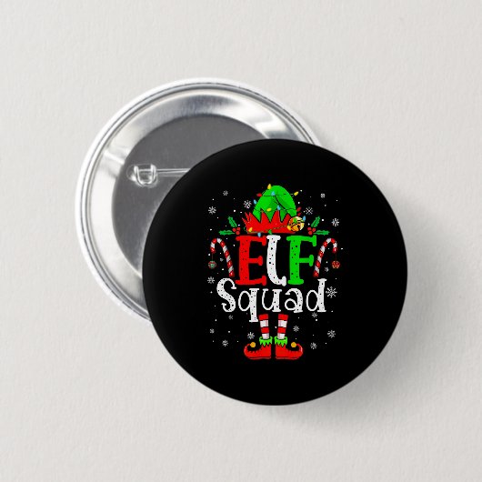 Badge Rond 5 Cm Elf Family Christmas Matching Pajamas Xmas Elf Squ (Devant & derrière)