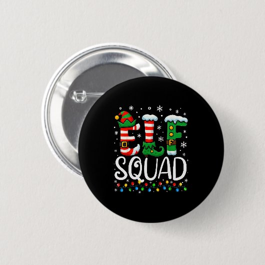 Badge Rond 5 Cm Elf Family Christmas Matching Pajamas Xmas Elf Squ (Devant & derrière)