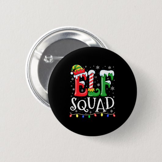 Badge Rond 5 Cm Elf Family Christmas Matching Pajamas Xmas Elf Squ (Devant & derrière)