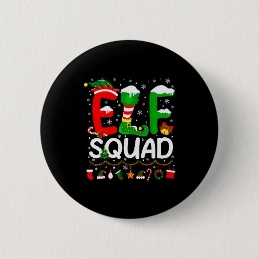 Badge Rond 5 Cm Elf Squad Christmas Family Matching Xmas Elf Pajam (Devant)