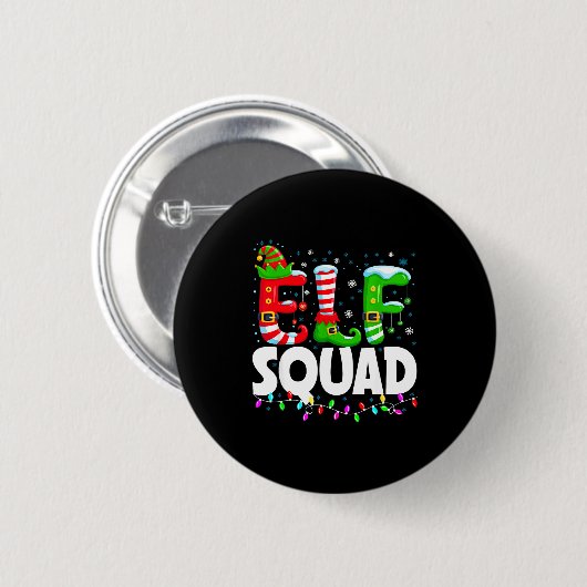 Badge Rond 5 Cm Elf Squad Christmas Family Matching Xmas Pajamas  (Devant & derrière)
