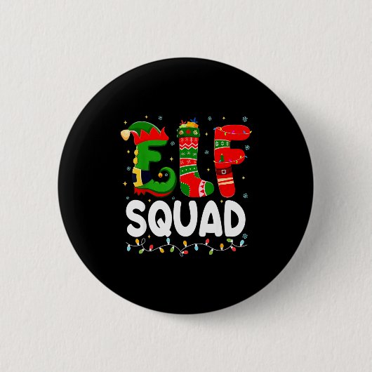 Badge Rond 5 Cm Elf Squad Family Christmas Matching Pajamas Xmas T (Devant)