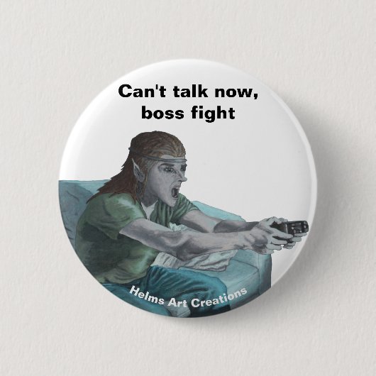 Badge Rond 5 Cm Elf Video Gamer Jeu Boss Fight Imaginaire Art Butt (Devant)