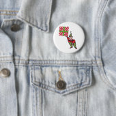 Badge Rond 5 Cm Elf with Polka Dot Gift button (En situation)