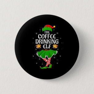 Badge Rond 5 Cm Élfe de Noël buveuse de café pour femmes Filles Fe