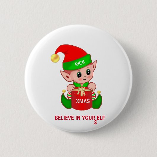 Badge Rond 5 Cm Elfe de Noël mignon (Devant)