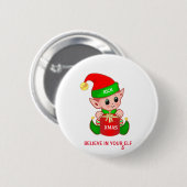Badge Rond 5 Cm Elfe de Noël mignon (Devant & derrière)