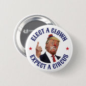 Badge Rond 5 Cm Élisez Un Clown, Attendez Un Cirque - Anti Trump (Devant & derrière)