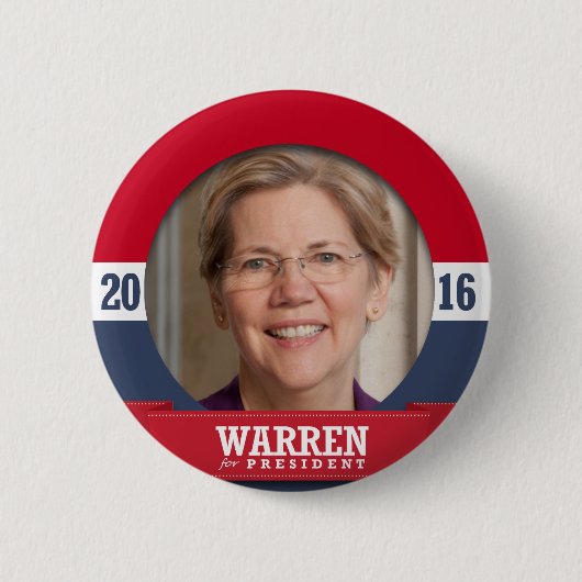 BADGE ROND 5 CM ELIZABETH WARREN 2016 (Devant)