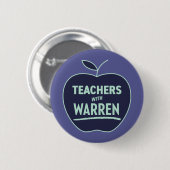 Badge Rond 5 Cm Elizabeth Warren - Enseignants Avec Warren Button (Devant & derrière)