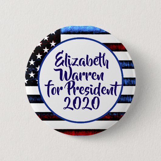 Badge Rond 5 Cm Elizabeth Warren pour la présidente 2020 (Devant)
