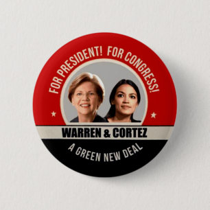 Badge Rond 5 Cm Elizabeth Warren pour la présidente 2020