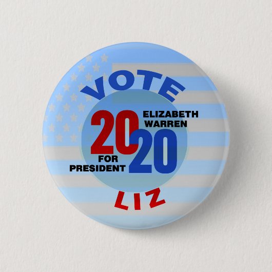 Badge Rond 5 Cm Elizabeth Warren pour la présidente 2020 (Devant)