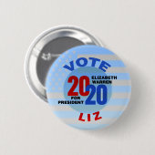 Badge Rond 5 Cm Elizabeth Warren pour la présidente 2020 (Devant & derrière)