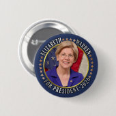 Badge Rond 5 Cm Elizabeth Warren pour la Présidente démocrate 2020 (Devant & derrière)