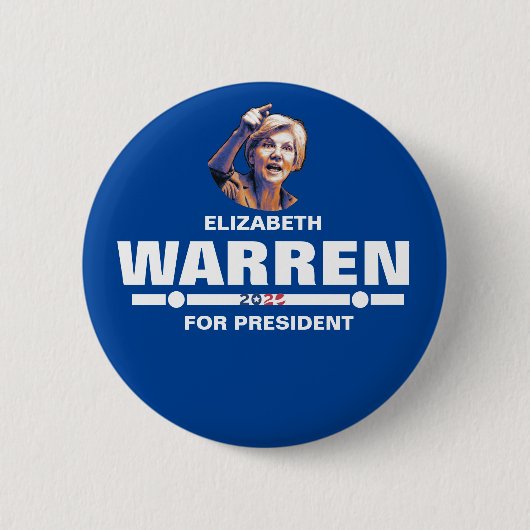 Badge Rond 5 Cm Elizabeth Warren, présidente (Devant)