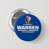 Badge Rond 5 Cm Elizabeth Warren, présidente (Devant & derrière)