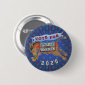 Badge Rond 5 Cm Elizabeth Warren Présidente 2020 Démocrate Donkey (Devant & derrière)