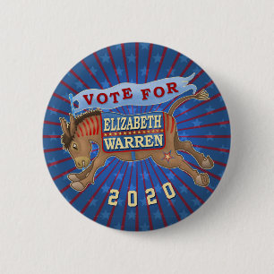 Badge Rond 5 Cm Elizabeth Warren Présidente 2020 Démocrate Donkey