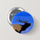 Badge Rond 5 Cm Elk bouillonnant en hiver - Art original de la fau (Devant & derrière)