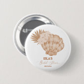 Badge Rond 5 Cm Elle a dit oui Boho Beach Coquillages Enterrement  (Devant & derrière)