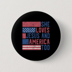 Badge Rond 5 Cm Elle Aime Jésus Et L'Amérique Aussi 4 juillet Patr