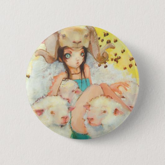 Badge Rond 5 Cm Elle bouton de enfoncement d'abeille (Devant)