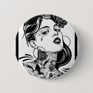 BADGE ROND 5 CM ELLE EST ENVIRON