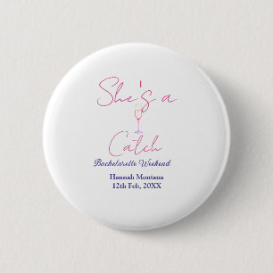 Badge Rond 5 Cm Elle est une bouteille de champagne de week-end d'