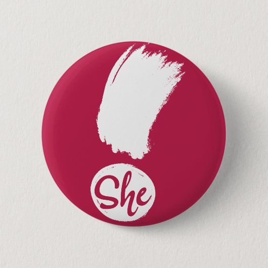 Badge Rond 5 Cm Elle Exclamation White Design Pin (Devant)