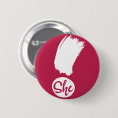 Badge Rond 5 Cm Elle Exclamation White Design Pin (Devant & derrière)