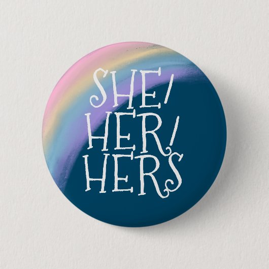 Badge Rond 5 Cm Elle Hers Pronoun (Devant)