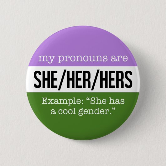Badge Rond 5 Cm Elle/ses pronoms - drapeau de Genderqueer (Devant)