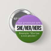 Badge Rond 5 Cm Elle/ses pronoms - drapeau de Genderqueer (Devant & derrière)