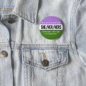 Badge Rond 5 Cm Elle/ses pronoms - drapeau de Genderqueer (En situation)