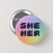 Badge Rond 5 Cm Elle son bouton de pronom (Devant & derrière)
