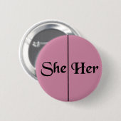 Badge Rond 5 Cm Elle/son pronom v5 - rose (Devant & derrière)